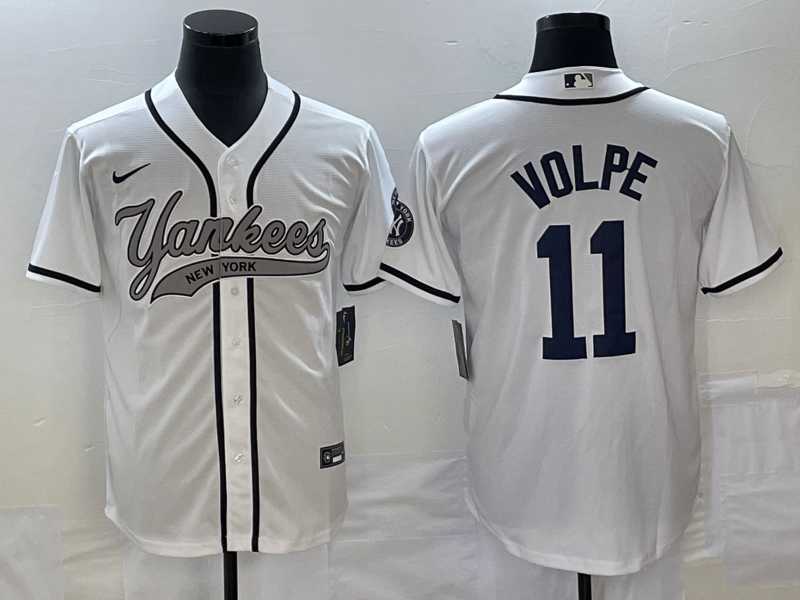 Men%27s New York Yankees #11 Anthony Volpe White Cool Base Stitched Baseball Jersey->new york yankees->MLB Jersey